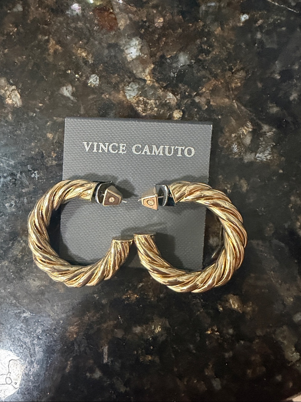 Vince Camuto Gold Twisted Hoop Earrings